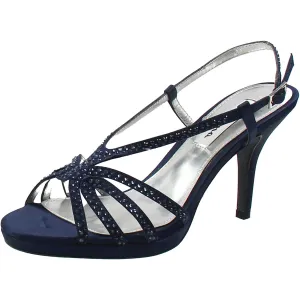 Womens Rhinestone Satin Slingback Heels