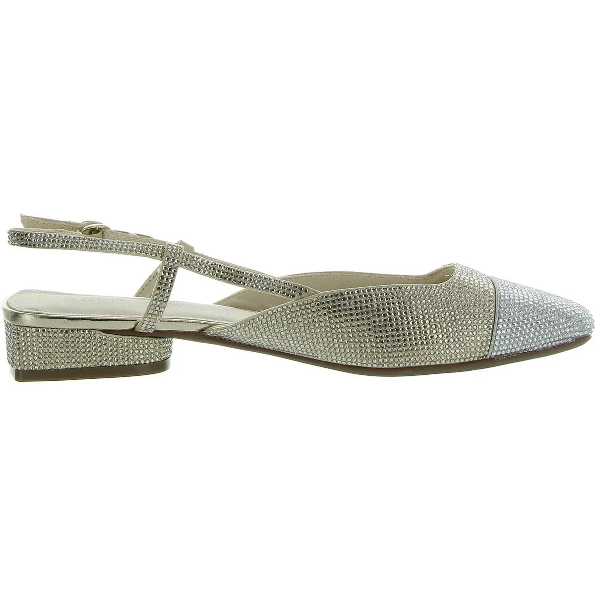 Womens Rhinestone Toe Cap Slingback Heels