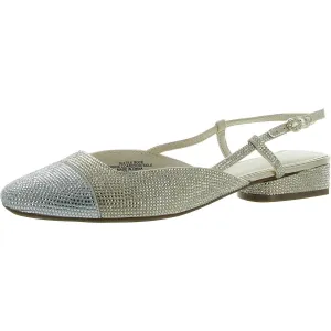 Womens Rhinestone Toe Cap Slingback Heels