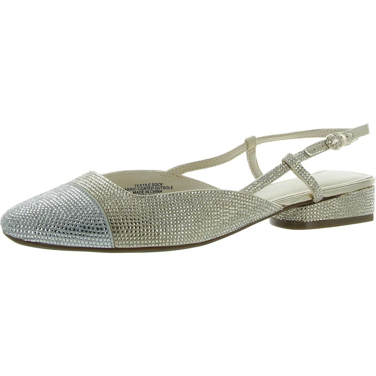 Womens Rhinestone Toe Cap Slingback Heels
