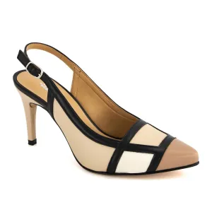 Women's Slingback Heels Pumps Shoes In Beige