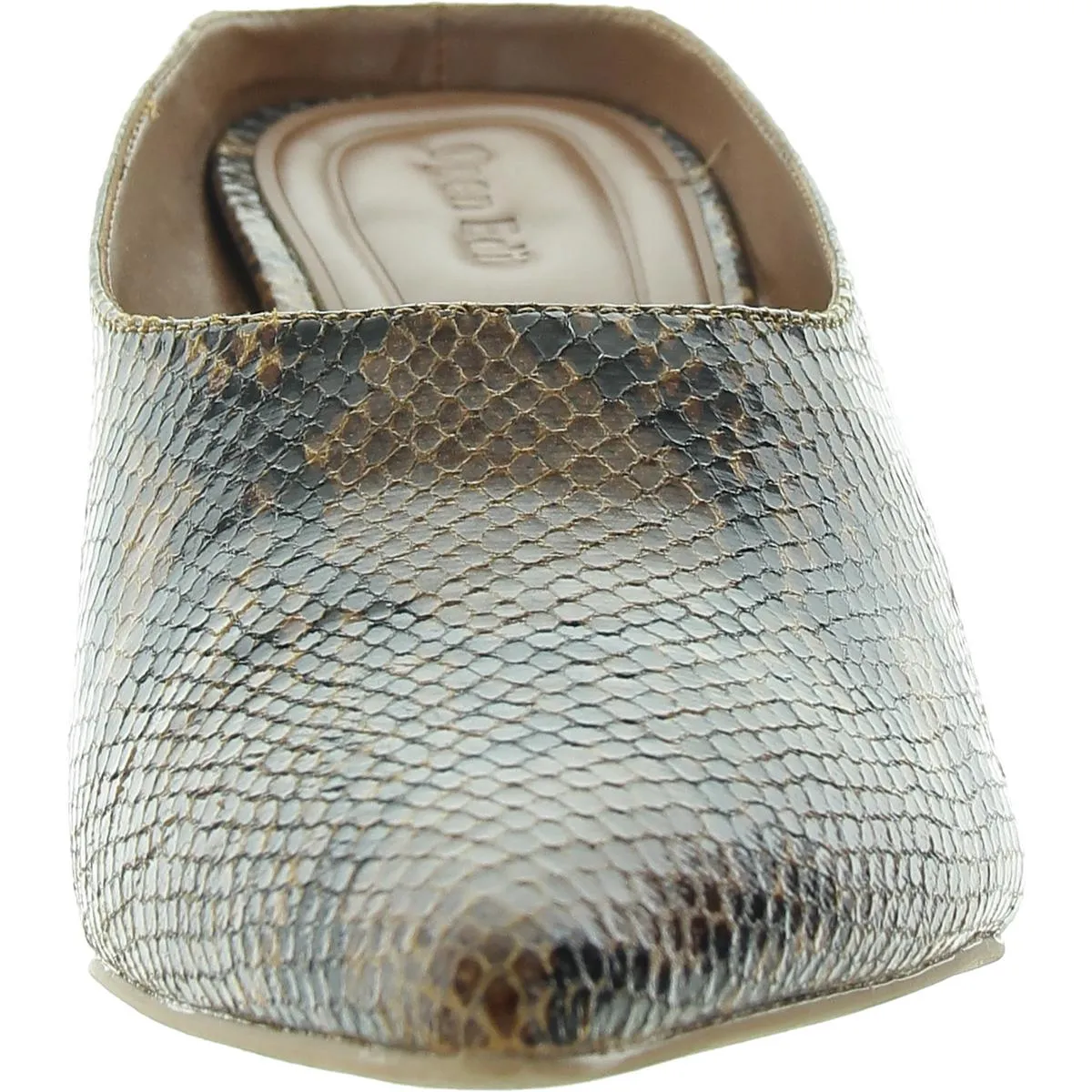 Womens Snake Print Faux Leather Slide