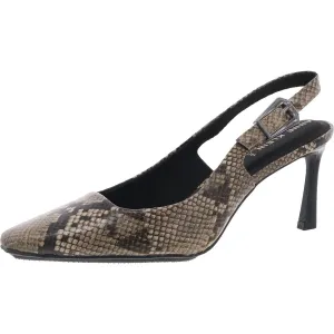 Womens Snake Print Man Made Slingback Heels