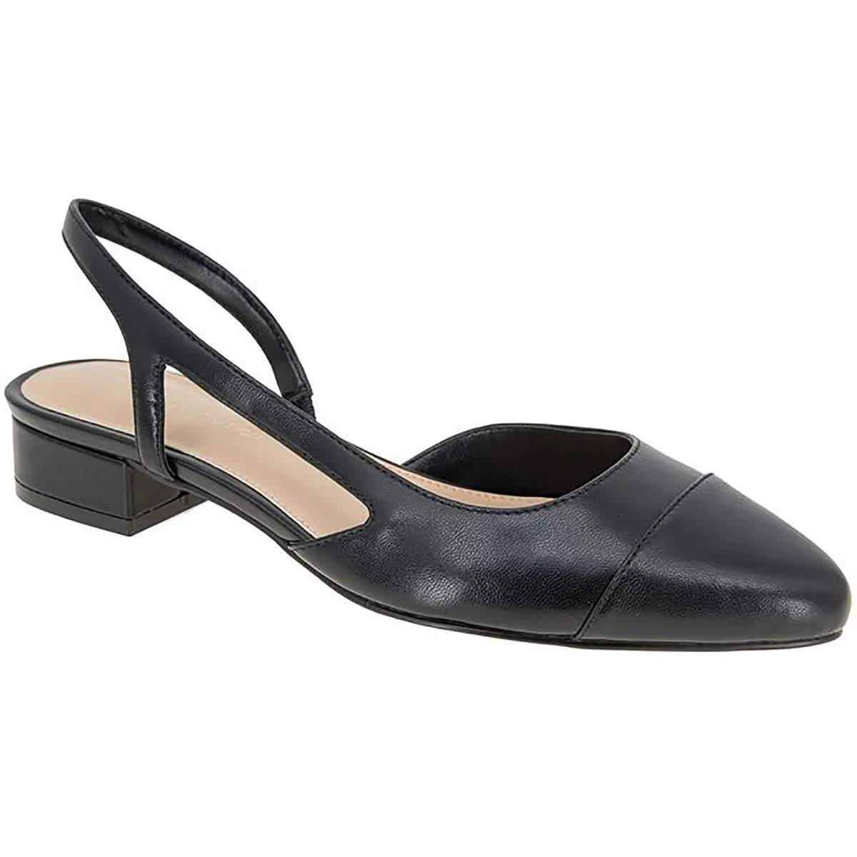 Womens Solid Faux Leather Slingback Heels