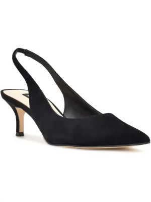 Womens Suede Pointed Toe Kitten Heels