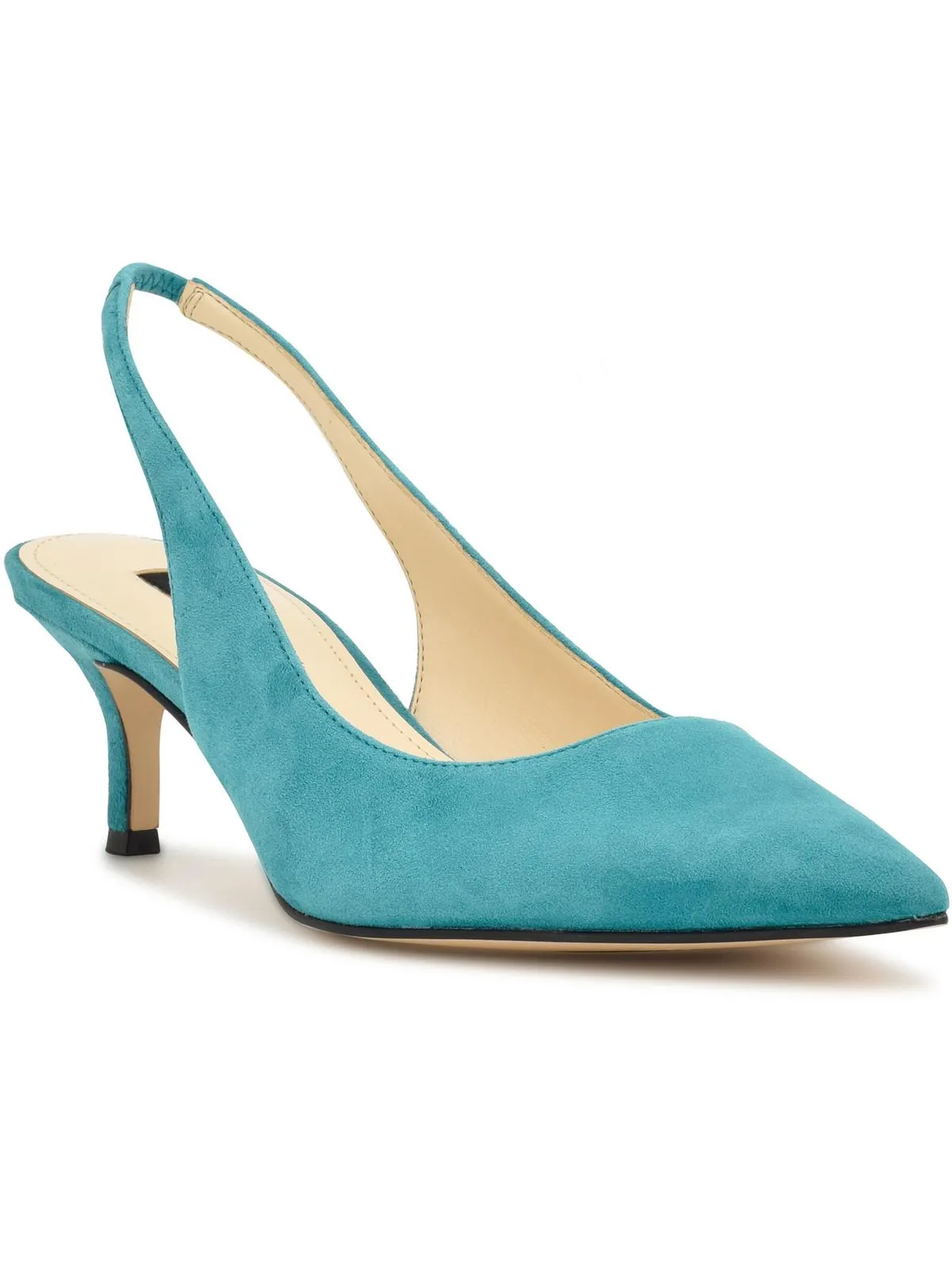 Womens Suede Pointed Toe Kitten Heels