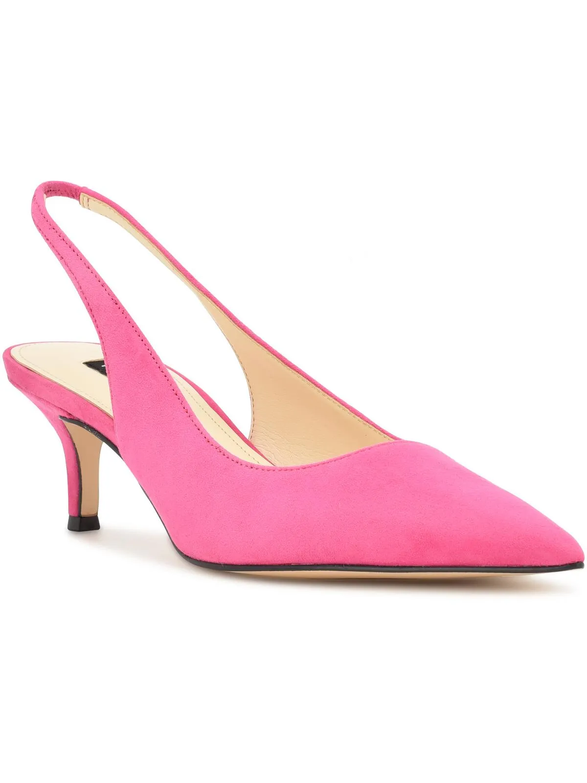 Womens Suede Pointed Toe Kitten Heels