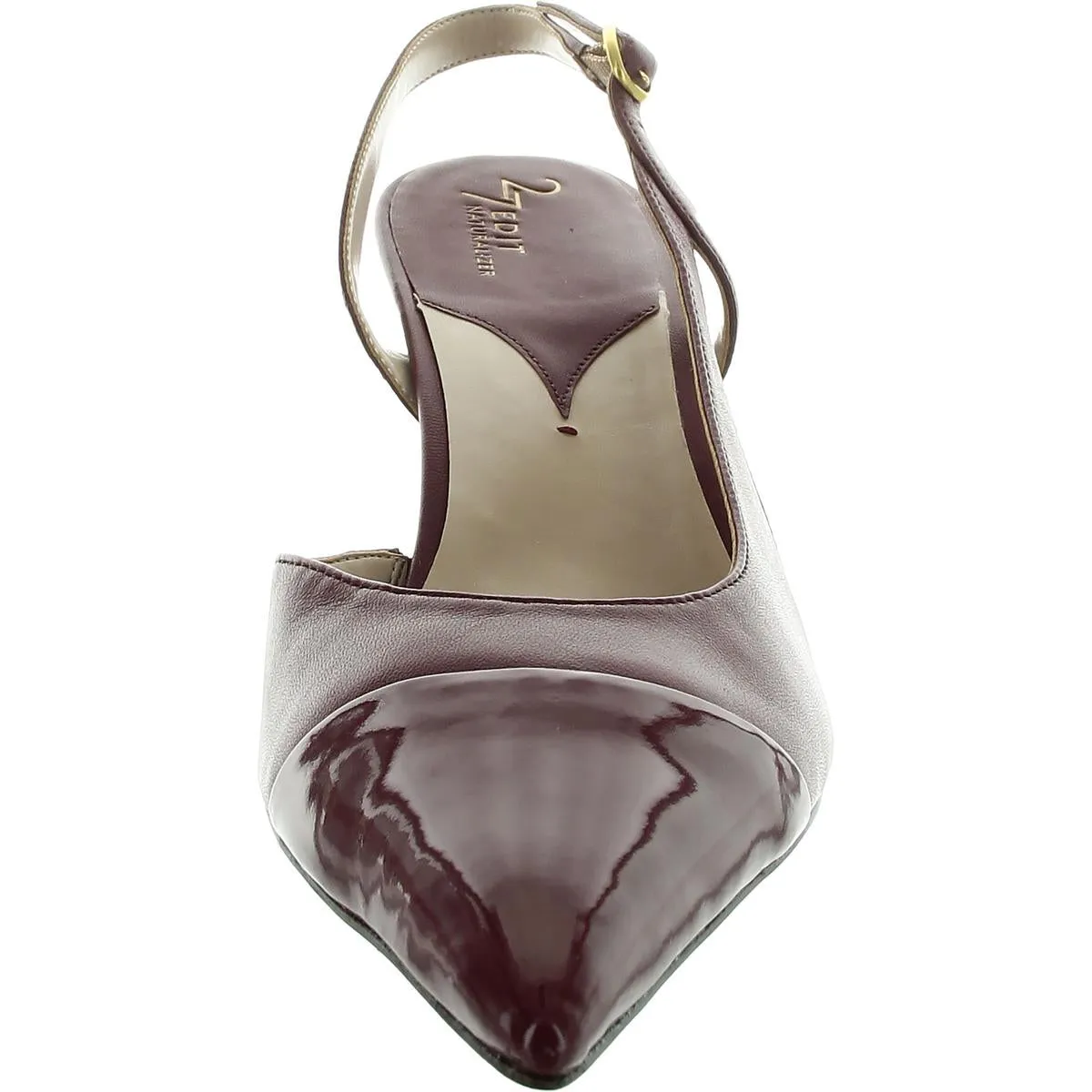 Womens Toe Cap Leather Slingback Heels