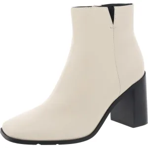 Womens Zipper Leather Block Heels