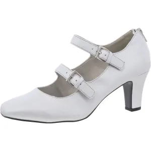 Womens Zipper Satin Mary Jane Heels