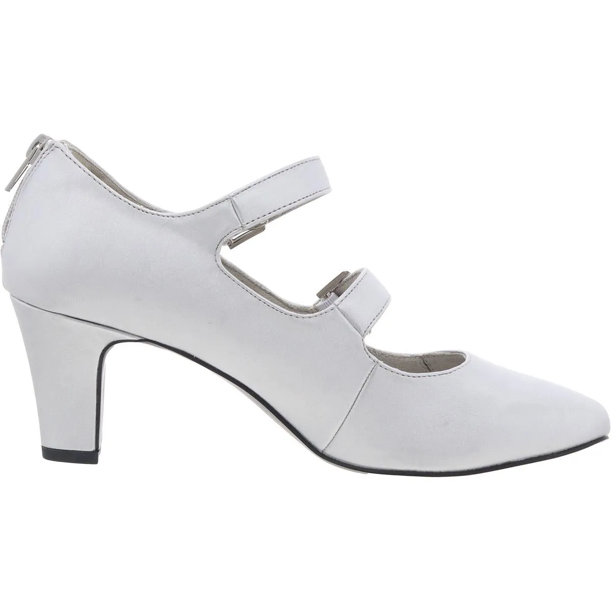 Womens Zipper Satin Mary Jane Heels
