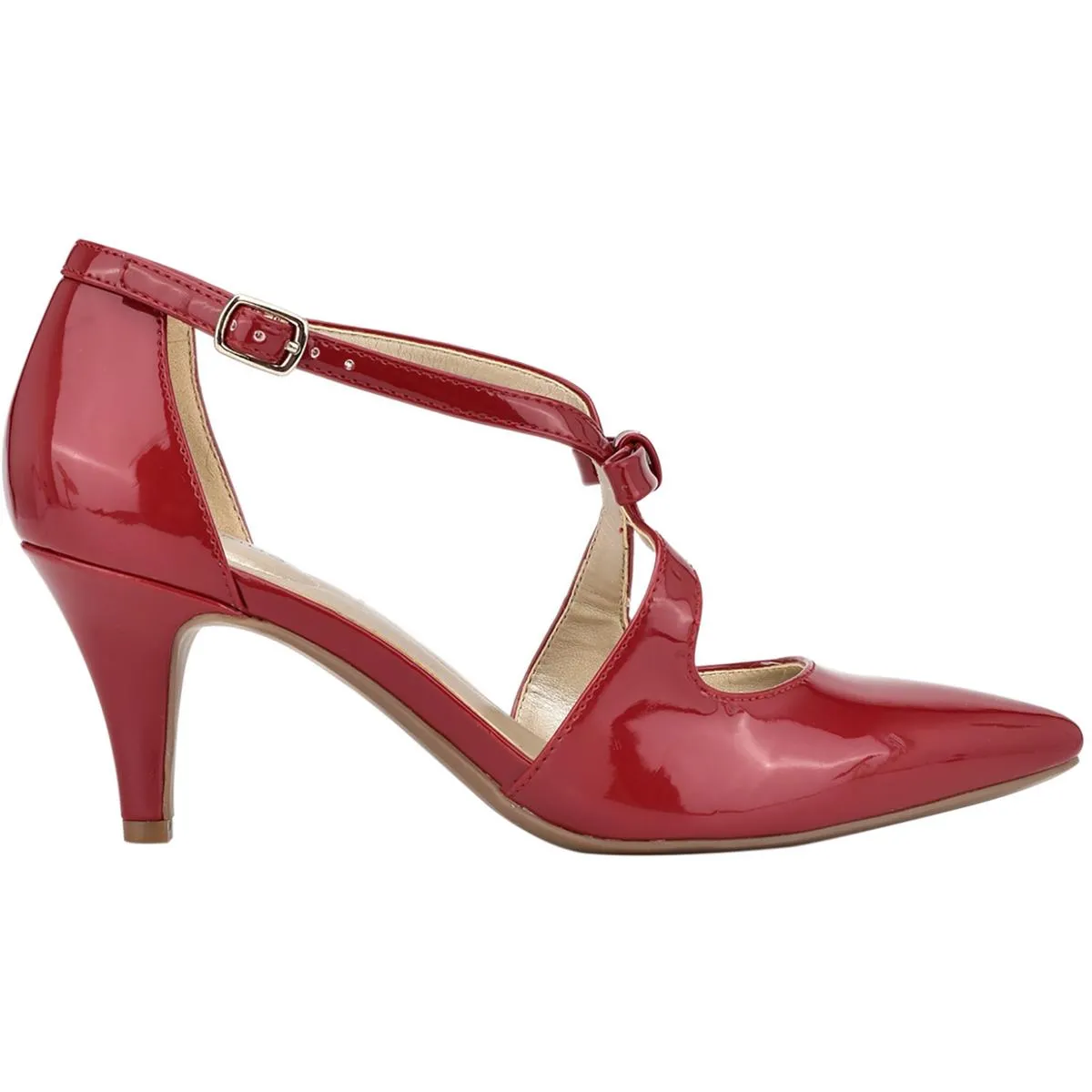 Zeffer 3 Womens Patent Ankle Strap Dress Pumps