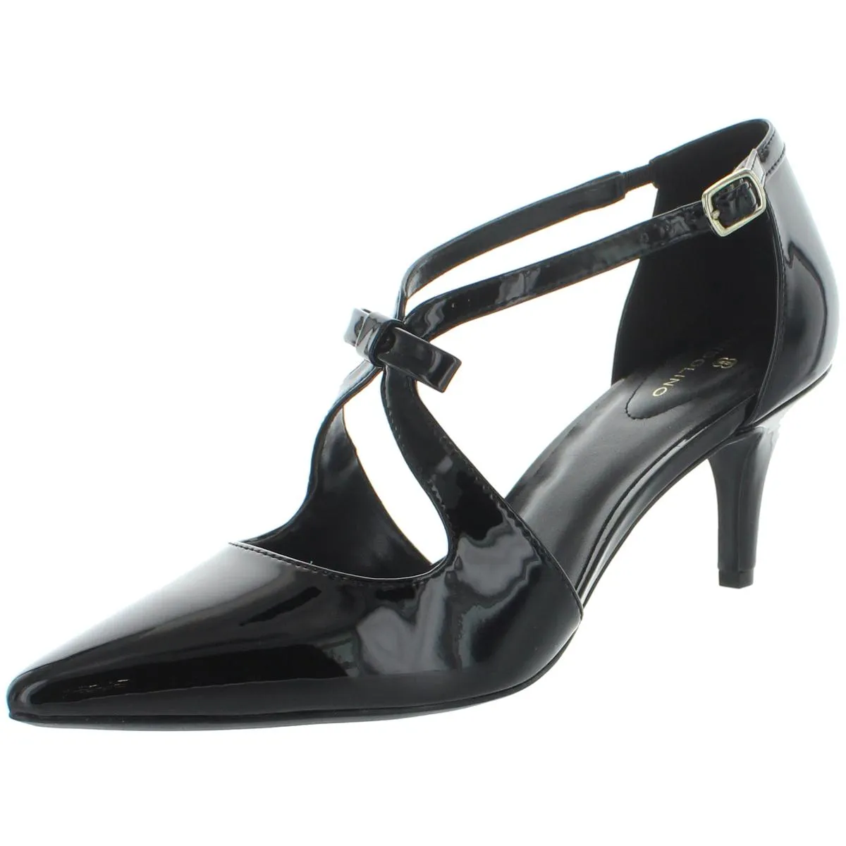 Zeffer 3 Womens Patent Ankle Strap Dress Pumps
