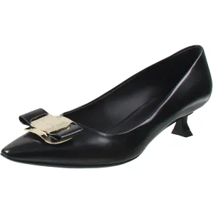 Zelma Womens Embellished Leather Kitten Heels