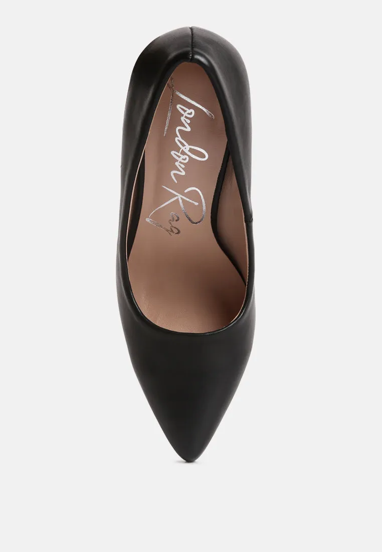 zhuri faux leather solid block heel pumps